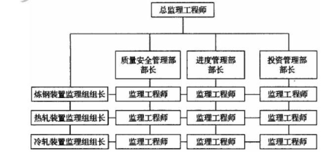 某大型冶金建设项目，业主将炼钢、热轧、冷轧三套生产装置的安装、调试工作发包给某安装公司，并委托设备监理公司对安装、调试工作进行监理。总监理工程师根据项目特点，组建了包括质量安全、进度、投资三个管理部的