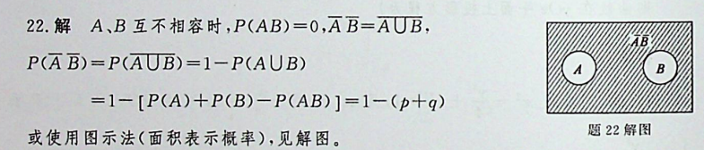 若亊件A、B互不相容，且则P(A)=p,P(B)=q,则等于：