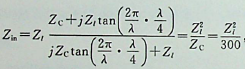 电阻为300Ω的倍号源通过特性阻抗为300Ω的无损耗传输线向75Ω的电阻性负载供电，为达到匹配的目的，在传输线与负载间插入一段长度为四分之一波长的无损耗传输线，则该线的特性阻抗应为（） 。