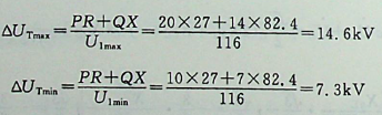 简单电力系统接线如下图所示，变压器变比为110(1 + 2X2. 5%)/11kV，线路和 变压器归算到高压侧的阻抗为27+j82.4Ω，母线i电压恒等于116kV，变器低压母线极大负荷为20+j14