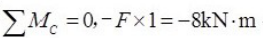 外伸梁AB的弯矩图如右下图所示，梁上载荷(右上图) F、m的值为（） 。