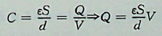 平行平板电极间充满了介电常数为ε的电介质，平行平板面积为S，平板间距为d，两平板电极间电位差为V,则平行平板电极上的电荷量为（）。