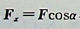 设力F在x轴上的投影为F，则该力在与x轴共面的任一轴上的投影：