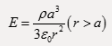 在真空中，电荷体密度为ρ的电荷均匀分布在半径为a的整个球体积中，则在球体中心处的电场强度E为（ ）。（设球内的介电常数为)
