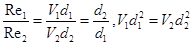 变直径管流，细断面直径为d1，粗断面直径d2=2d1，粗细面雷诺数的关系是（　　）。