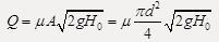 某常水头薄壁小孔口的水头H0＝5m，孔口直径d＝10mm，流量系数μ＝0.62，该小孔口的出流量Q为（　　）。