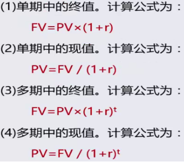 以下关于现值与终值的计算公式中，正确的是（ ）。