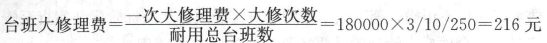 某施工机械预算价格为80万元,折旧年限为10年,年平均工作250个台班,一次大修理费为18万元,大修次数为3次,则该台机械台班大修理费为()元。