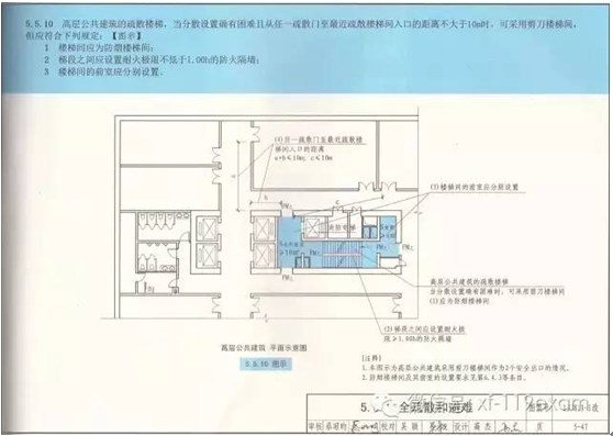 设置剪刀楼梯是当相邻两个安全出口的间距难以满足不应小于5m时的变通措施，对底部数层为商场和步行购物街、上部为塔楼的建筑进行防火监察时，检查人员应注意核对设置剪刀楼梯的合理性，任一门户或疏散门至最近疏散