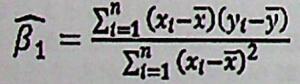 回归模型y1= β0 +β1xi +εi的最小二乘估计量高表达式是（）。