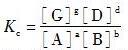 下列反应中浓度平衡常数Kc的表达式是（）。