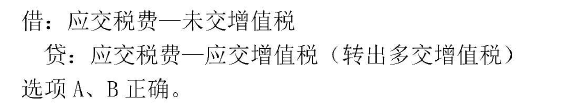 (2019年)下列各项中，一般纳税人月末转出多交增值税的相关会计科目处理正确的有()。