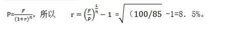 假定某2年期零息债券的面值为100元，发行价格为85元，某投资者买入后持有至到期，则其到期收益率是(    )。