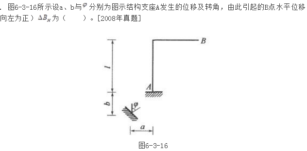 图所示结构A、B两点相对水平位移（以离开为正）为（　　）。