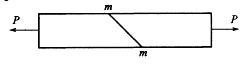 图示拉杆承受轴向拉力P的作用，设斜截面m-m的面积为 A，则σ=P/A为： 